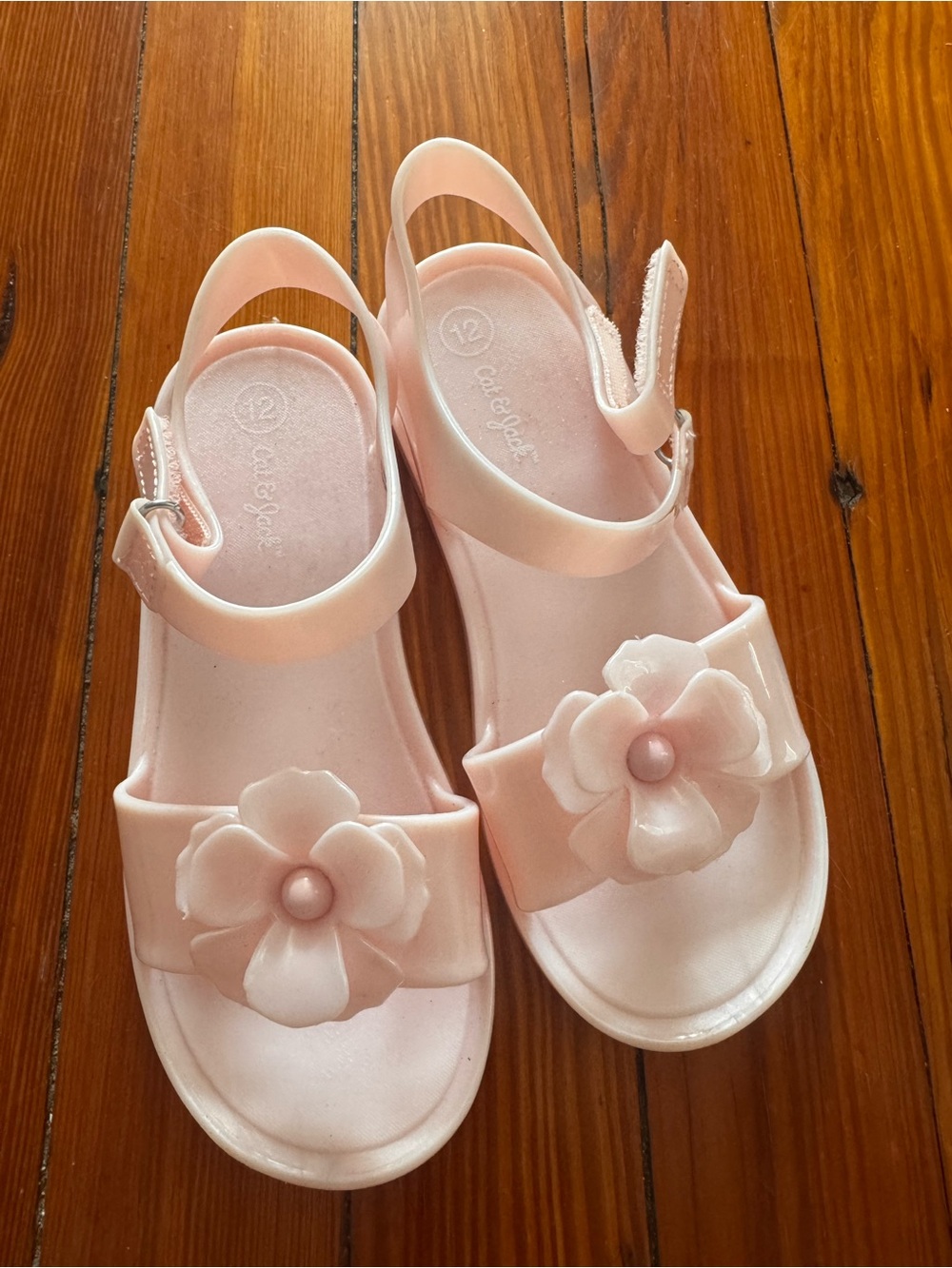Cat and Jack girls Pink Flower Jelly Sandals with Adjustable Slingback